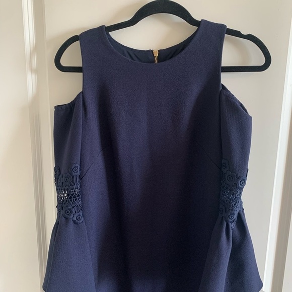 ELIZA J Lace Applique Crepe Cold Shoulder Cocktail Dress Black 6 - Picture 3 of 12